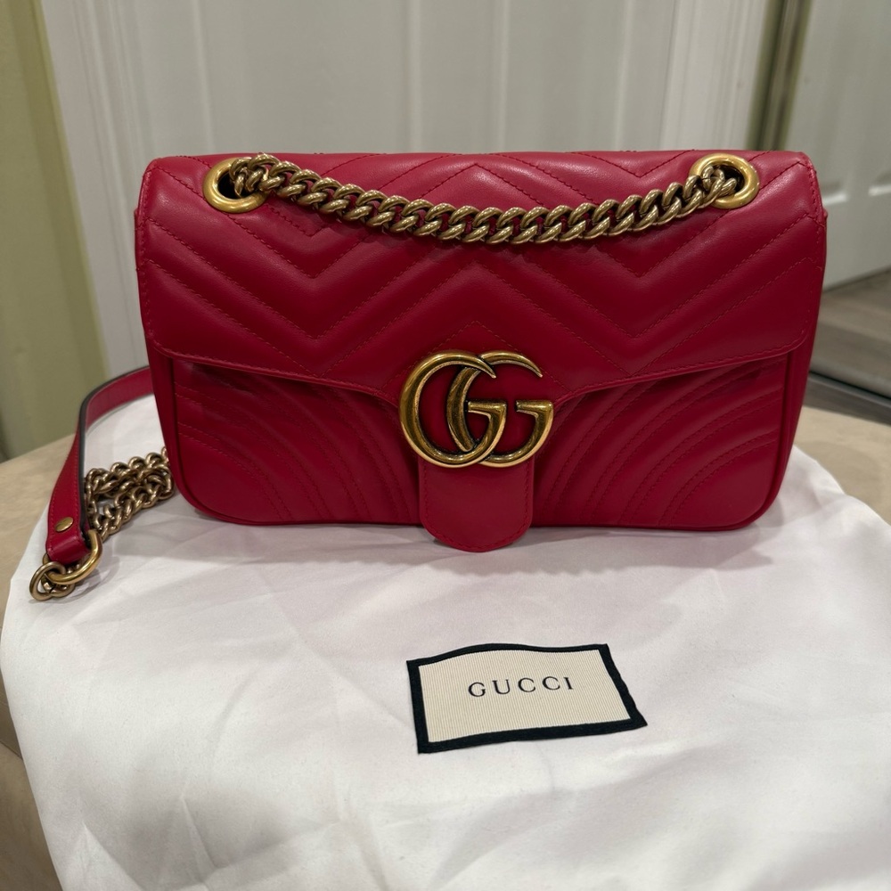 Gucci Red Medium Quilted Shoulder Bag
